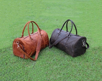 Personalized Full Grain Leather Duffle Bag men - Handmade Travel Luggage Bag, Holdall men - Overnight Weekender Carry-On Bag