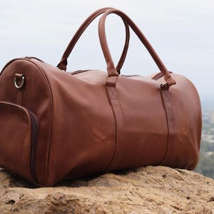 Echtleder Braun Seesack für Herren, Wochenend-Reisetasche mit Schuhfach, Reisetasche & Geschenk für Ihn, Leder Seesack für Kabine