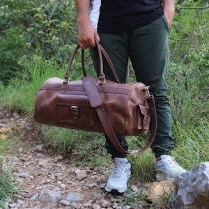 Personalized Full Grain Leather Duffle Bag for men&#39;s Leather Travel Bag Holdall Luggage Cabin Duffel Bag Christmas Gifts for him-Weekend Bag