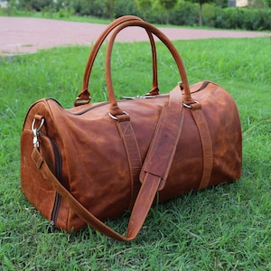 Leather Duffel Travel Bag for mens Overnight Weekender Bag Leather Duffle Vacation Cabin Weekend Bag Holdall Travel Bag Women Gift for him