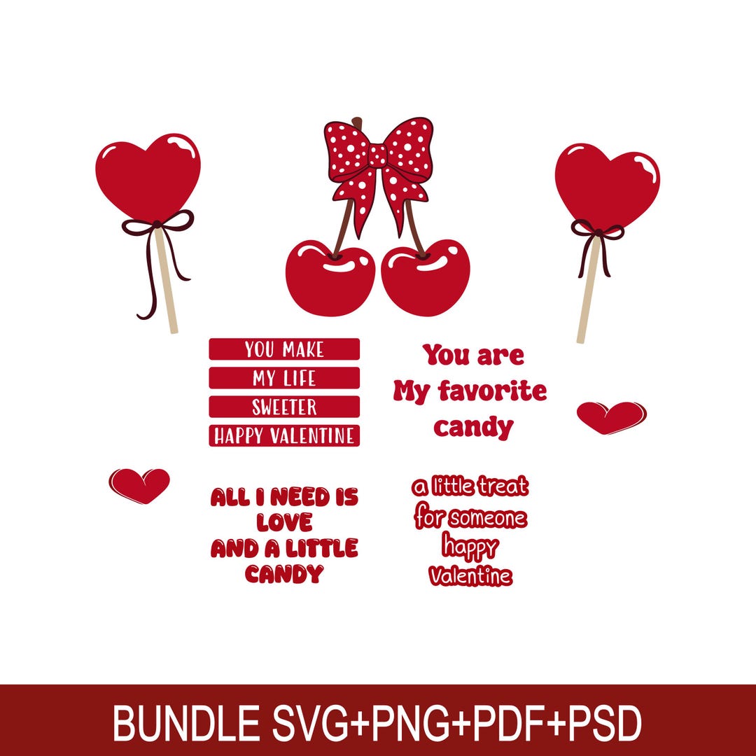 Valentine's Day Candy Cut File SVG Bundle - Instant Download Designs - Etsy
