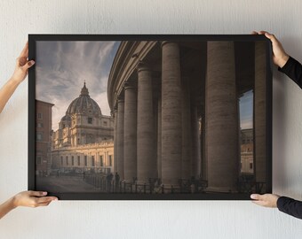 Plaza de San Pedro en las columnas del Vaticano y vista de la basílica, romance de viaje italiano y arte mural, 5 archivos digitales, fotografía de viaje