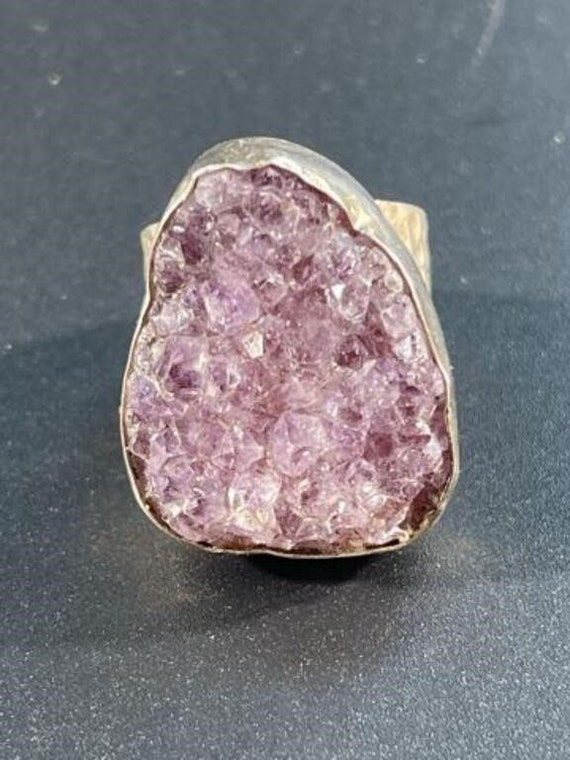 Hand Hammered Sterling Silver Ring With Amethyst C