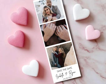 Save the Date Engagement/Wedding Personalized Photo Strip Style Bookmark | Custom Favor for Guests