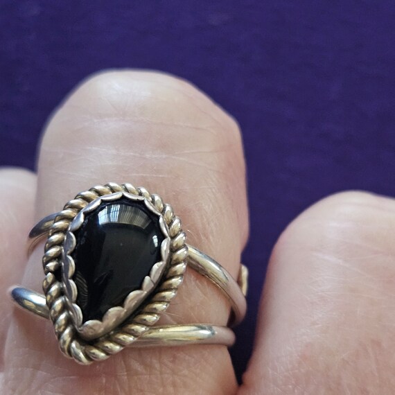 Beautiful RARE vintage black onyx sterling silver… - image 2