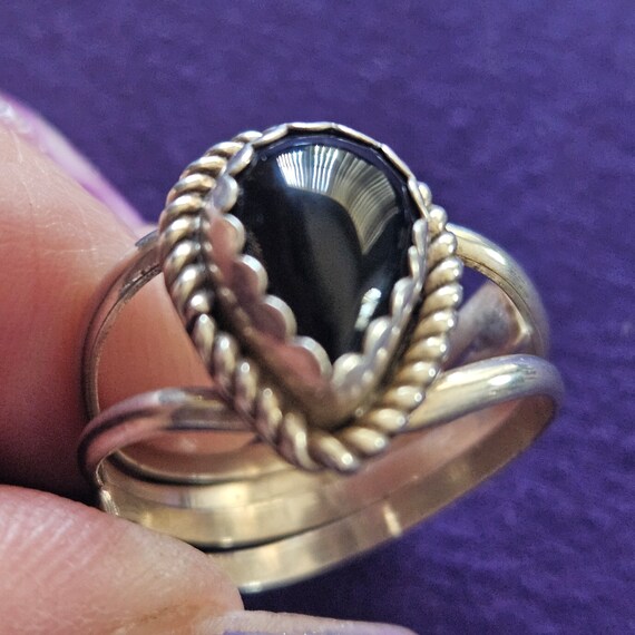 Beautiful RARE vintage black onyx sterling silver… - image 5