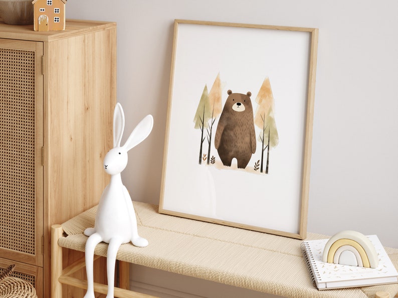 Woodland Forest Nursery Wall Art Baby Boy Girl Kid Room Decor, Cute ...