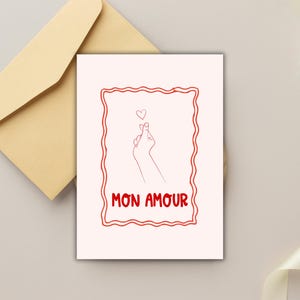 カップルへの記念日メッセージ - Mon Amour インスタントダウンロード記念日カードミニマリストラブノートバレンタインデーの愛のメッセージ