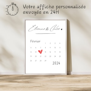 Personalized poster for couple with first names and date of meeting, civil partnership / wedding / Valentine&#39;s Day