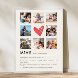 Affiche mamie personnalisée avec photo , idéal pour cadeau fête des grands mères, cadeau pour grand-mère , affiche mamie définition