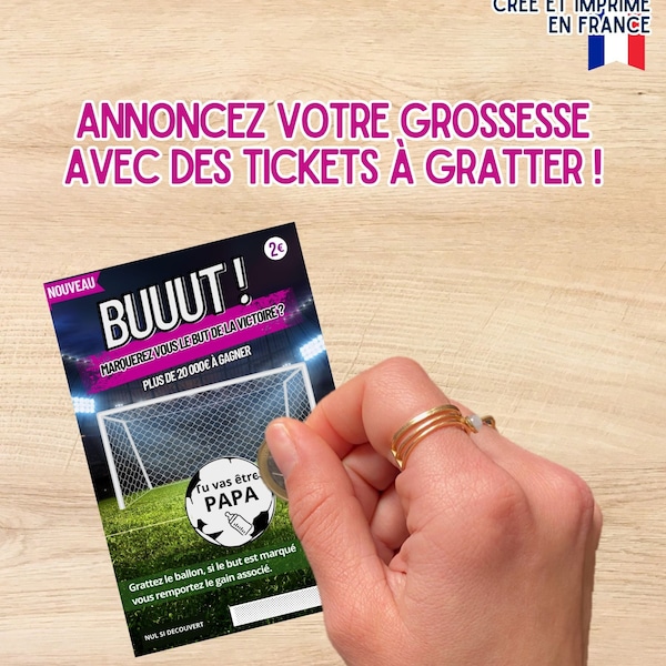 Carte à gratter, ticket à gratter annonce grossesse personnalisable : jeu à gratter, idée originale papa famille avec envoi rapide