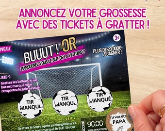 Carte à gratter, ticket à gratter annonce grossesse personnalisable : jeu à gratter, idée originale papa famille avec envoi rapide