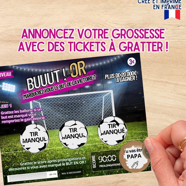 Carte à gratter, ticket à gratter annonce grossesse personnalisable : jeu à gratter, idée originale papa famille avec envoi rapide