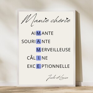 Affiche mamie personnalisée / mamie chéri, idéal pour cadeau fête des grands mères, cadeau pour grand-mère , affiche mamie définition