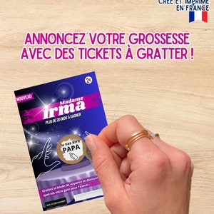 Carte à gratter, ticket à gratter annonce grossesse personnalisable : jeu à gratter, idée originale papa famille avec envoi rapide