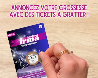 Carte à gratter, ticket à gratter annonce grossesse personnalisable : jeu à gratter, idée originale papa famille avec envoi rapide