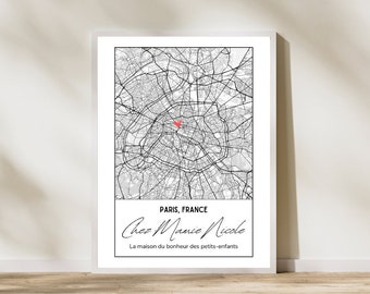 Affiche mamie personnalisée avec carte maison grand-mère, idéal pour cadeau fête des grands-mères, cadeau pour grand-mère, fête des mamies
