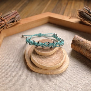Micro macramé bracelet and stainless steel beads