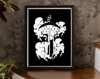 Thunderstorm on black, tropical, rain, thunder, lightning, storm, goddess, rain goddess, mothers days, Wall Art, Wall Art