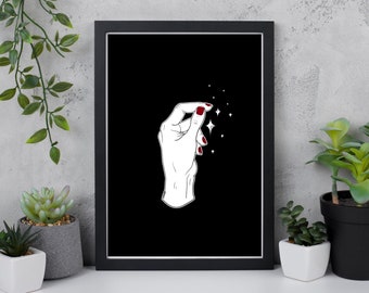 Snap Magic Hand Art Print: Gothic Witch Wall Decor