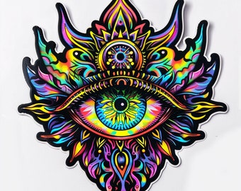 Psychedelic eye sticker design drawing multicolor