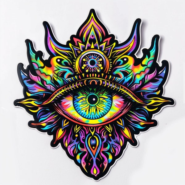 Psychedelic oeil sticker design dessin multicolor