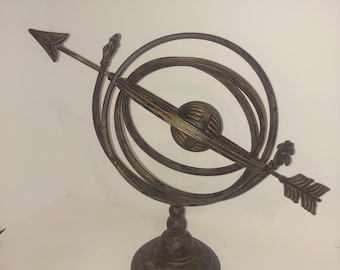 Vintage Metal Iron/Brass Armillary Sphere Sundial Garden Ornament.