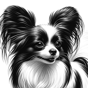 Papillon hond portret svg bundel, lasergesneden ontwerp, afdrukbare muurkunst, digitale download
