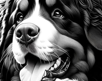 Bernese mountain cllipart svg bundle:  Laser cut design on metal wood porcelan glass project, printable wall art (Digital Download)
