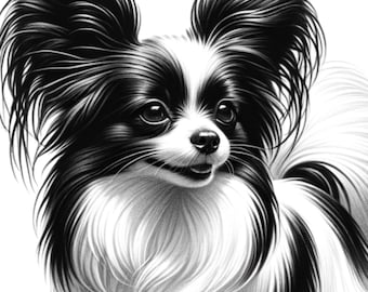 Papillon dog svg portrait bundle: Laser cut design on metal wood porcelan glass project, printable wall art (Digital Download)