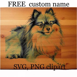 Pomeranian personalised dog svg clipart bundle, laser cut design, digital download