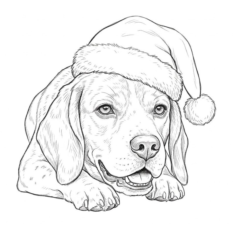 Beagle Dog Merry Christmas Portrait Hat Clipart Vector Laser Cut ...