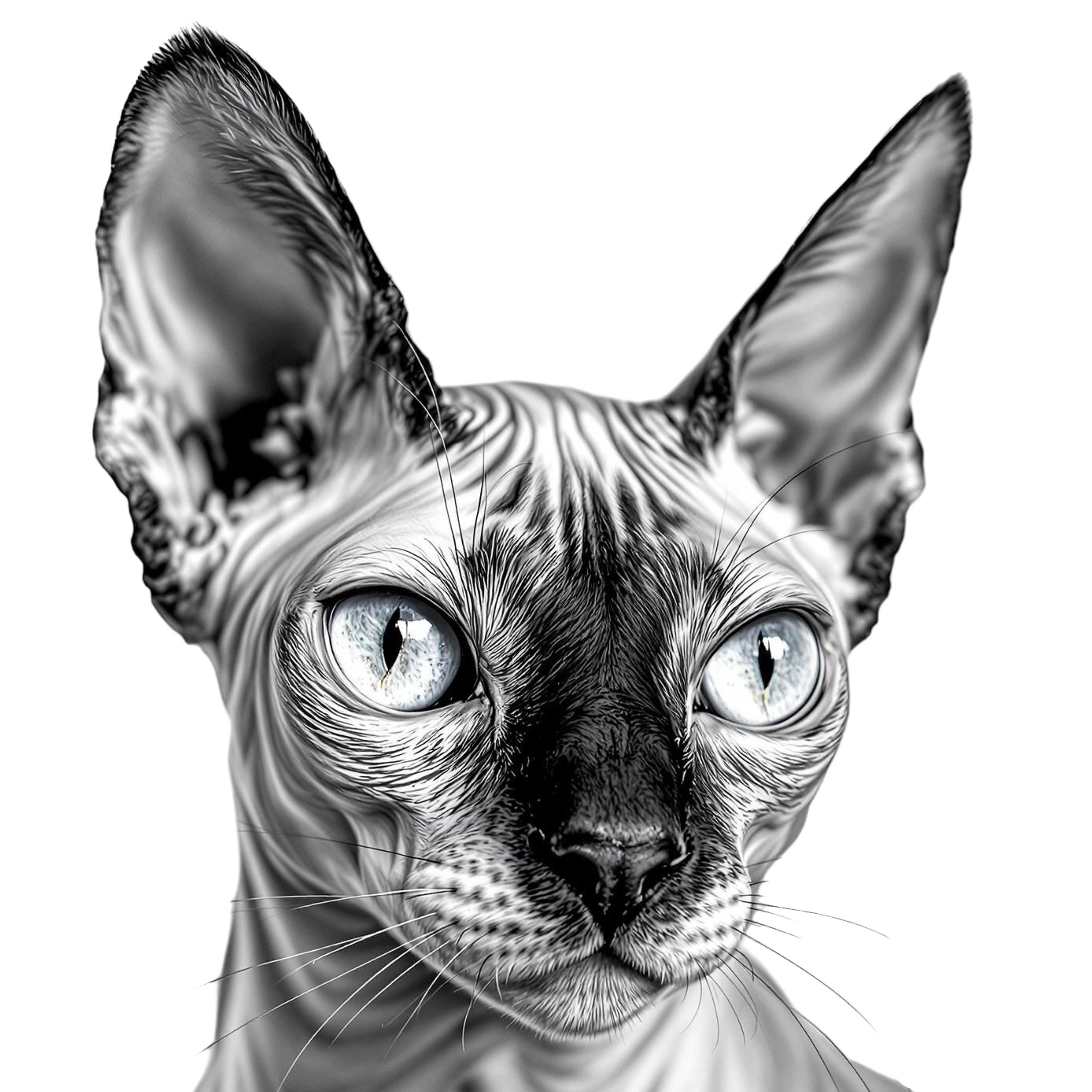 スフィンクス猫の肖像画セット、レーザーカット＆印刷可能なアート