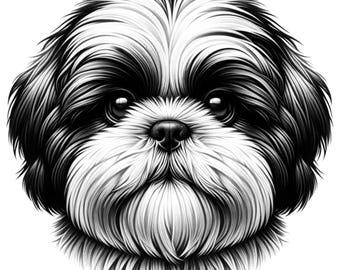 Shih Tzu Line Art Design | Svg Png Dxf Eps Pdf Vector Graphic Cut File ...