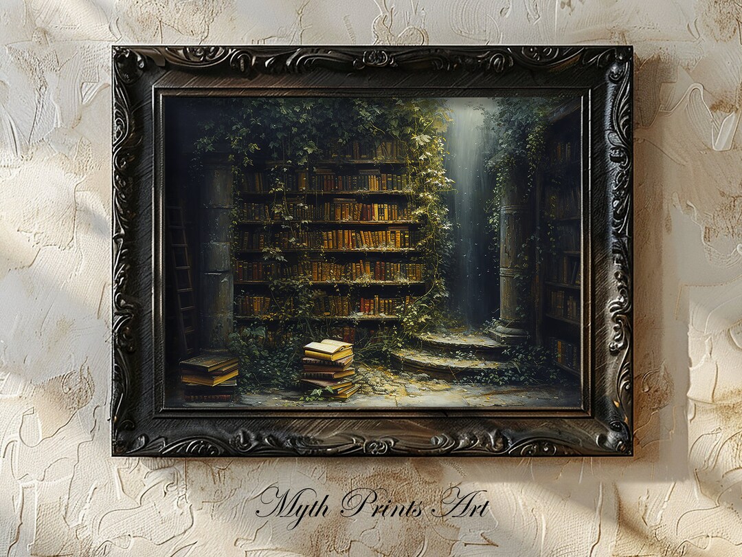 Victorian Overgrown Library Digital Print Dark Academia Wall Art ...