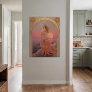 Eos Goddess of the Dawn PRINT on Canvas or Premium Archival Paper, Art Nouveau Wall Art, Pastel Colors Painting, Divine Feminine image 8