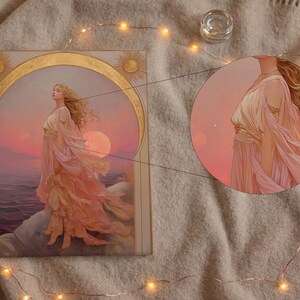 Eos Goddess of the Dawn PRINT on Canvas or Premium Archival Paper, Art Nouveau Wall Art, Pastel Colors Painting, Divine Feminine image 3