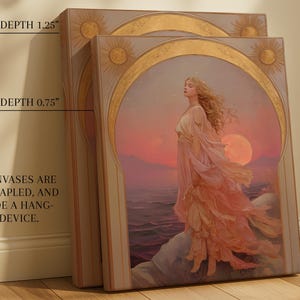 Eos Goddess of the Dawn PRINT on Canvas or Premium Archival Paper, Art Nouveau Wall Art, Pastel Colors Painting, Divine Feminine image 2