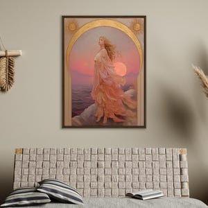 Eos Goddess of the Dawn PRINT on Canvas or Premium Archival Paper, Art Nouveau Wall Art, Pastel Colors Painting, Divine Feminine image 7