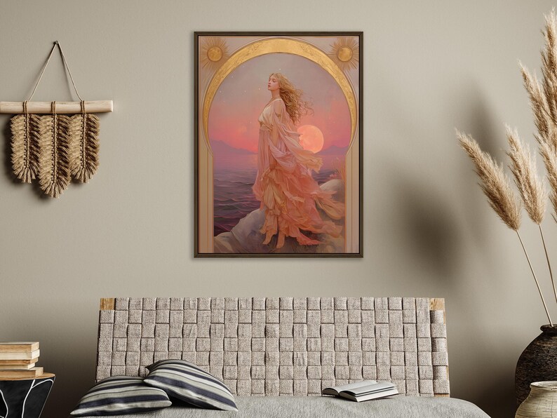 Eos Goddess of the Dawn PRINT on Canvas or Premium Archival Paper, Art Nouveau Wall Art, Pastel Colors Painting, Divine Feminine image 7