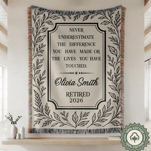Regalo personalizado de jubilación para un compañero de trabajo, manta de despedida para el jefe, manta con cita inspiradora y nombre personalizado, regalo de agradecimiento para un mentor.