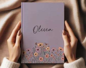 Personalisierte Wildblumen Journal Benutzerdefinierte Name Floral Notebook Botanische Geschenk für Frauen Natur Liebhaber Journal Schreiben Notebook Geschenk