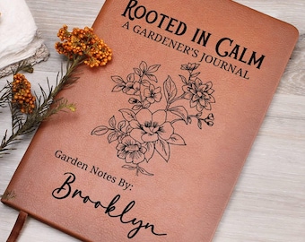 Plant Lover Gift Garden Notebook | Personalized Vegan Leather Journal for Gardener's