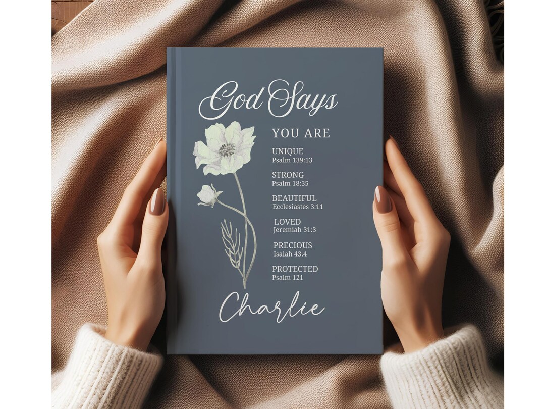 Personalized Christian Journal: Floral Bible Verse Notebook, God Says ...