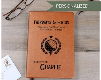 Personalized Golfer Gift Journal | Vegan Leather Notebook for Golf Players