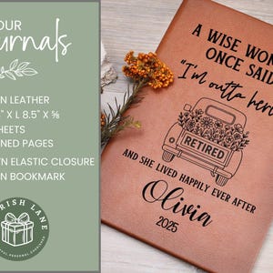 Pu&ograve; includere: Un diario in pelle vegana marrone con la scritta "A Wise Woman Once Said 'I'm outta here'" e una grafica di un camion in pensione pieno di fiori. Il diario misura 14,7 cm x 21,6 cm e ha 100 fogli e 200 pagine a righe.