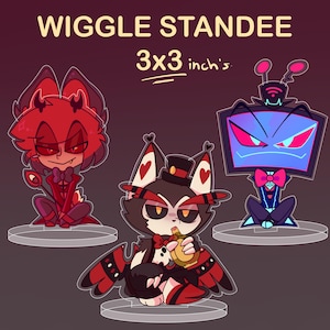 Hazbin Hotel Alastor Vox and Husk wiggle standee