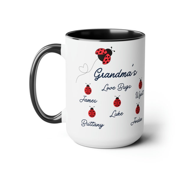 Gift For Grandma Grandmother Ladybug Mother's Day Love Bug Grandkids Coffee Mug Two-Tone - 15oz