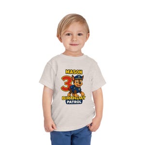 Paw Patrol Toddler Tee, Personalized Kids Birthday Shirt, Customized Children&#39;s T-Shirt, Children&#39;s Gift, Name and Age Shirt, Cartoon