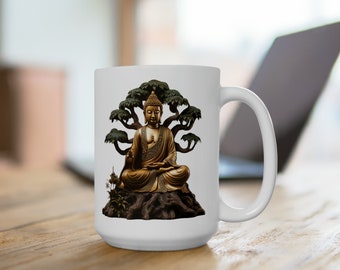 Buddha white coffee mug, spirituality coffee mug gift, spiritual coffee mug